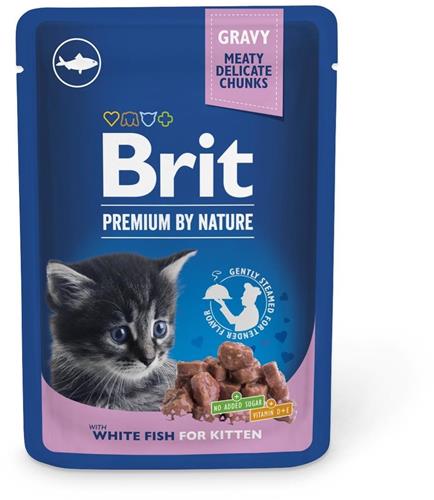 Brit Premium Cat Pouches whit White Fish Kitten 100g kapsičky pro koťata