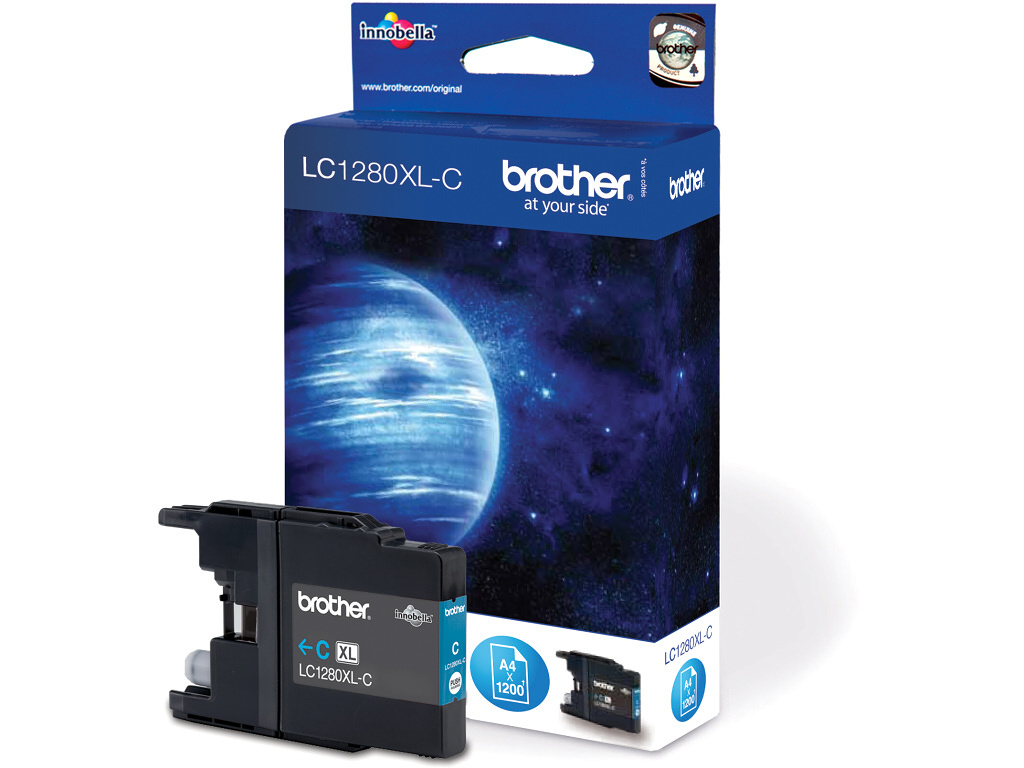 Brother atrament LC-1280XLC, cyan (1200 strán) - originálne LC1280XLC