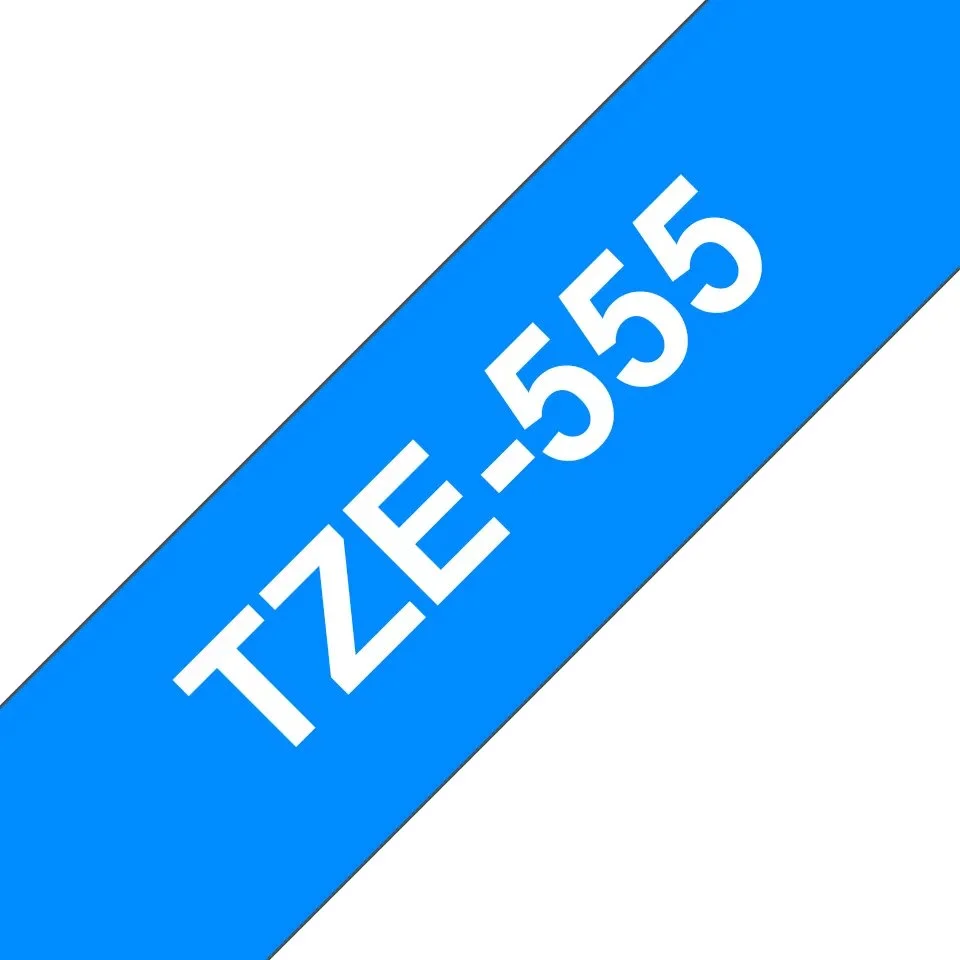 Brother TZe-555, biela tlač na modrom podklade, šírka 24 mm, laminovaná