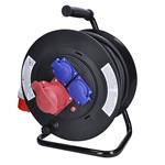 Bubnový predlžovací kábel Solight, 3 zásuvky, 400V + 230V, 25m gumový kábel 5x1,5mm2, IP44