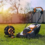 Bubnový predlžovací kábel Solight, 4 zásuvky, vonkajší, 25 m gumový kábel, 3x 1,5 mm2, IP44