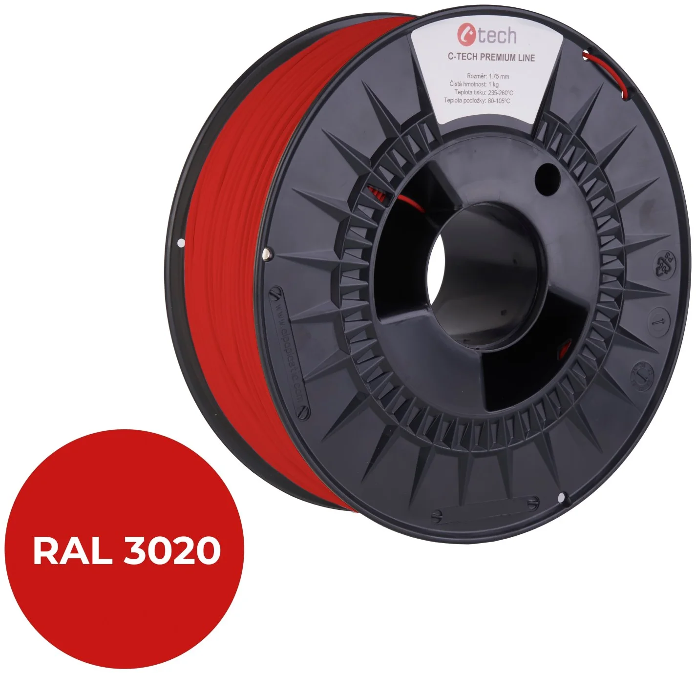 C-TECH PREMIUM LINE, PETG, dopravní červená, RAL3020, 1,75mm, 1kg