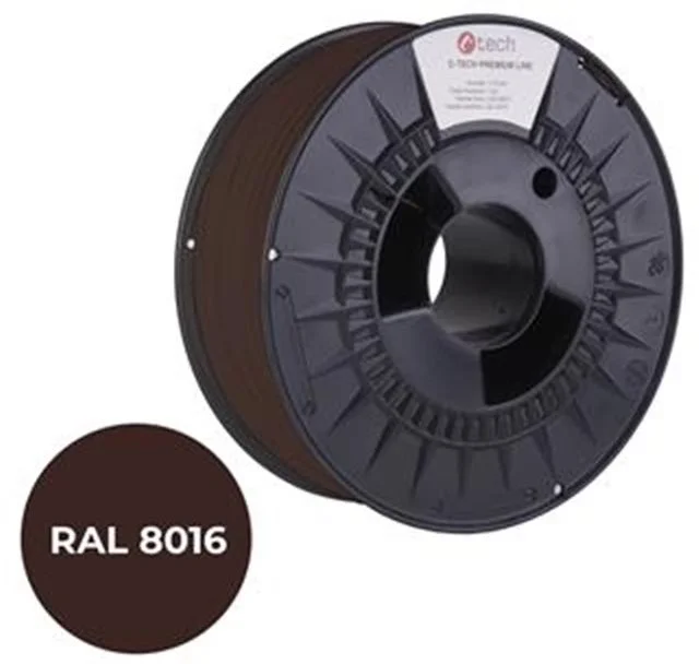 C-TECH PREMIUM LINE, PLA, mahagonová hnědá, RAL8016, 1,75mm, 1kg