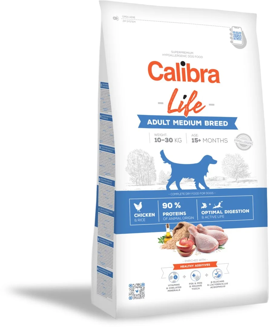 Calibra Dog Life Adult Medium Breed Chicken 12kg granule pre psy