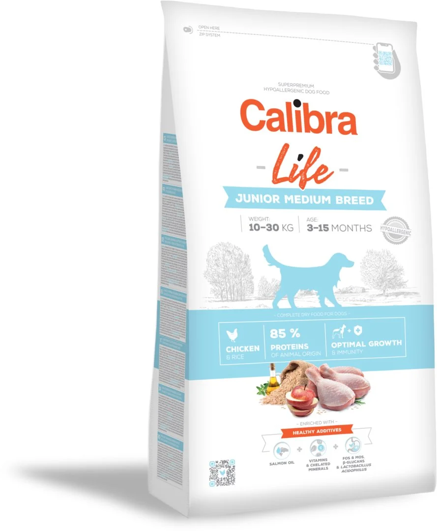 Calibra Dog Life Junior Medium Breed Chicken 12kg granule pro štěňata