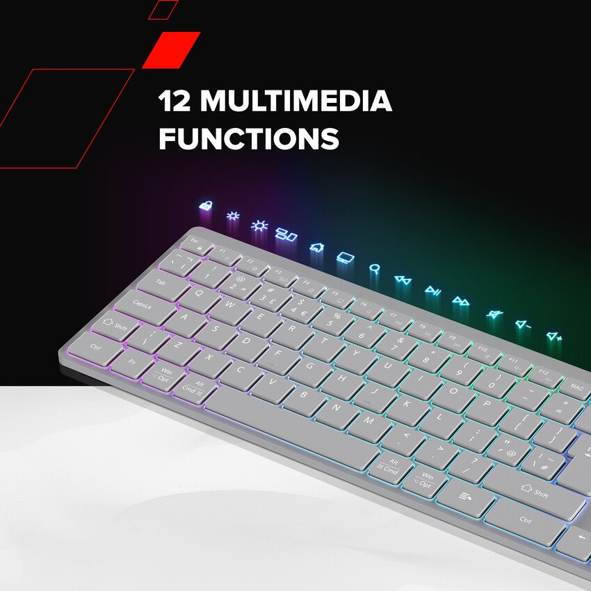 CANYON bezdrátová klávesnice HKB-W11 EN/CS RGB šedá