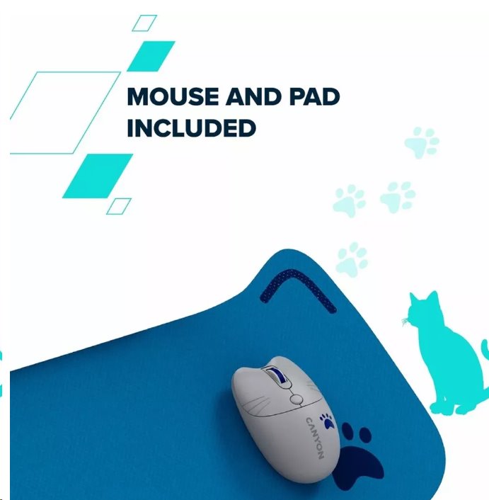 CANYON Kitty edition HSET-W6, bezdrôtová klávesnica SET + optická myš + ochranné puzdro + podložka, ružová