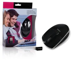 CANYON myš laserová bezdrátová USB černo-stříbrná 3tl. 1600dpi, nano receiver