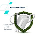 CANYON OnCharge 65RC Zabudovaný kábel USB-C 65W 1xPD 1xQC EU Biela nabíjačka