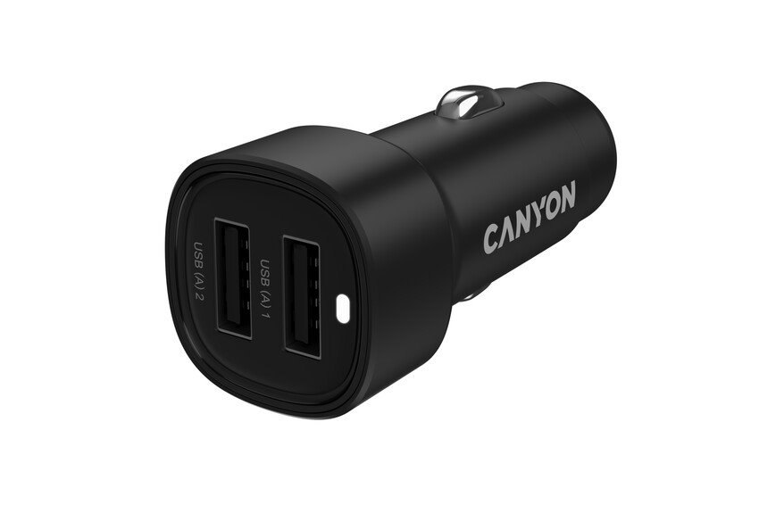 CANYON OnDrive 24 24W 2xUSB-A Čierna nabíjačka do auta