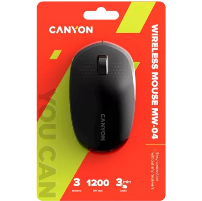 CANYON Optická bezdrôtová myš MW-4, 1200 dpi, Bluetooth, batéria AA, čierna