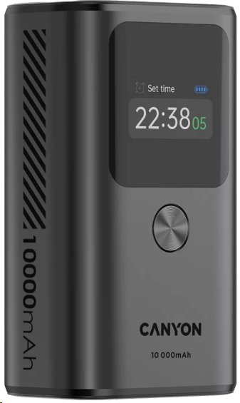CANYON Power Bank PB-130, 10000mAh PD30W, TFT displej, tmavosivá
