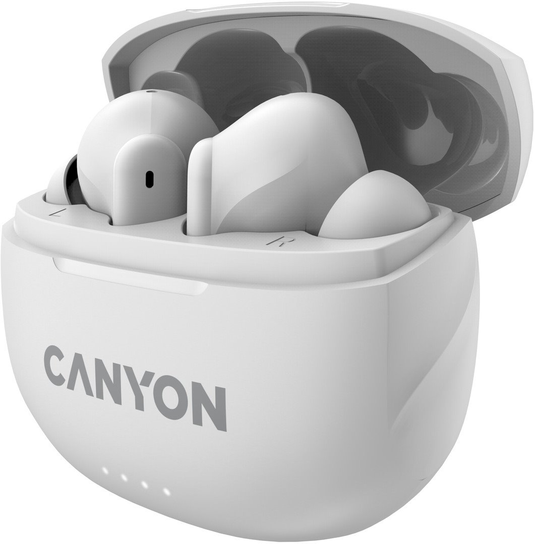 CANYON TWS8W Bluetooth bezdrátová sluchátka s mikrofonem, bílá