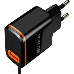 CANYON univerzální 1x USB nabíječka do sítě s ochranou proti přepětí, USB-C Input 100V-240V, černá
