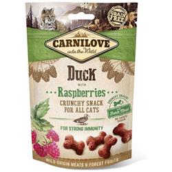 Carnilove Cat Crunchy Snack Duck with Raspberrypberries s čerstvým mäsom 50g pamlsky pre mačky