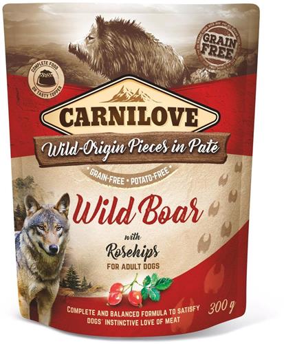 Carnilove Dog Pouch Paté Wild Boar with Rosehips 300g kapsičky pro psy