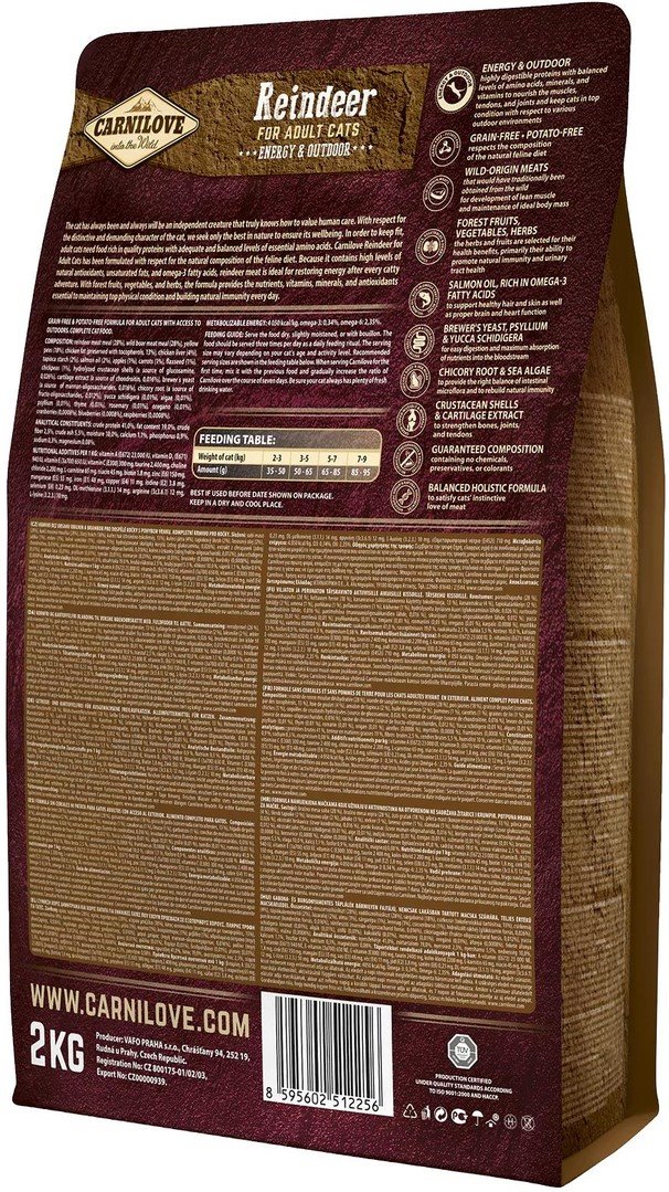 Carnilove Reindeer for Adult Cats – Energy & Outdoor 2kg granule pro kočky