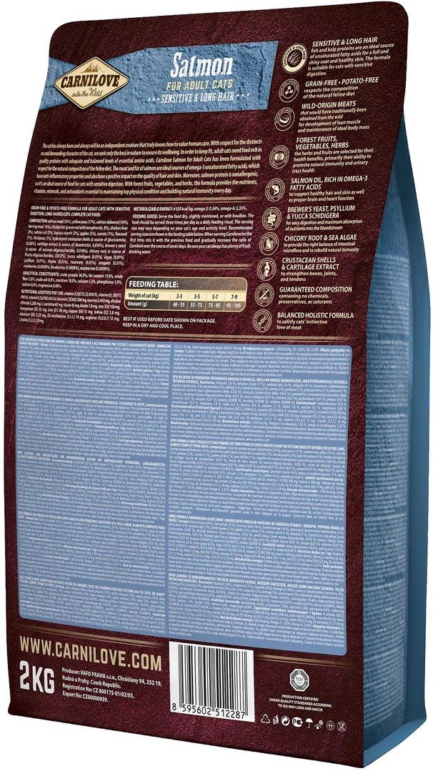 Carnilove Salmon for Adult Cats – Sensitive & Long Hair 2kg granule pro kočky