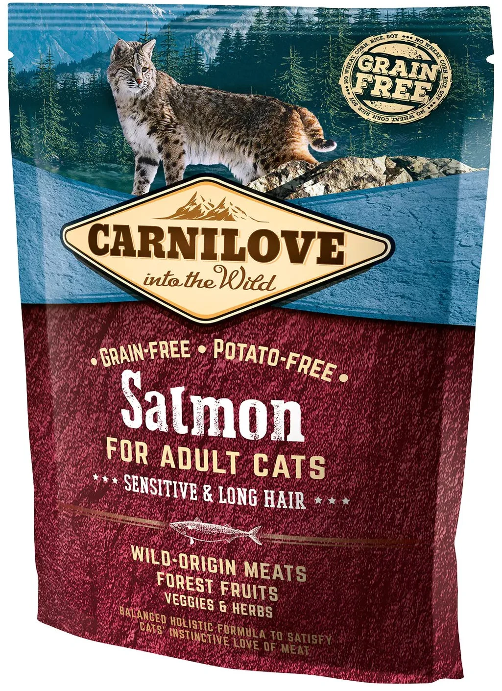 Carnilove Salmon pre dospelé mačky - Sensitive & Long Hair 400g granule pre mačky