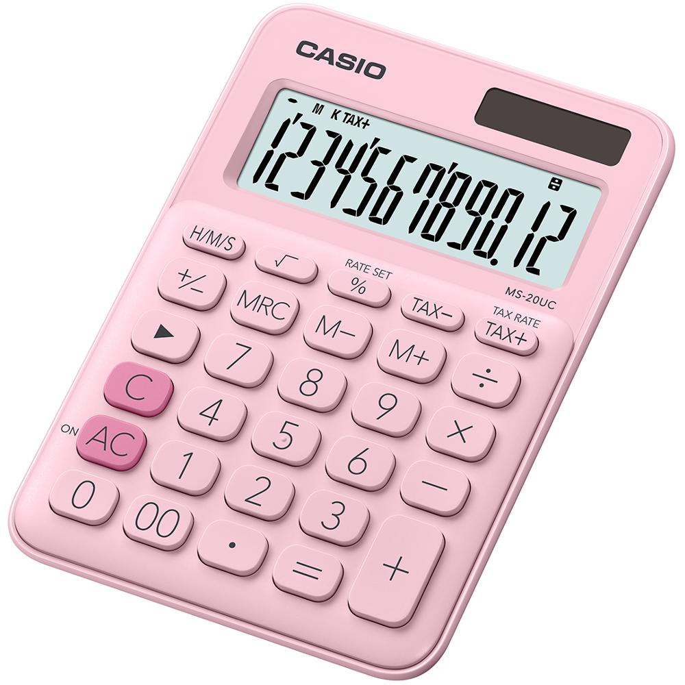 Casio MS 20 UC PK Stolová kalkulačka, ružová