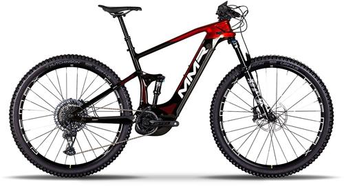 Celoodpružený elektrický bicykel MMR X-BOLT 120 10 BLACK N CHROME RED 18-M