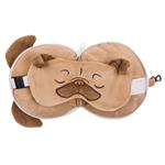 Cestovný plyšový vankúš s maskou na oči Pug