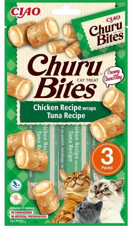 Churu Cat Bites Chicken wraps&Tuna Purée 3x10g