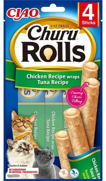Churu Cat Rolls Chicken wraps&Tuna cream 4x10g