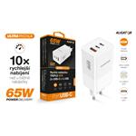 Chytrá síťová nabíječka ALIGATOR GaN, Power Delivery 65W, 2xUSB-C, 1xUSB-A, bílá
