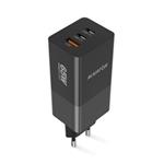 Chytrá síťová nabíječka ALIGATOR GaN, Power Delivery 65W, 2xUSB-C, 1xUSB-A, černá