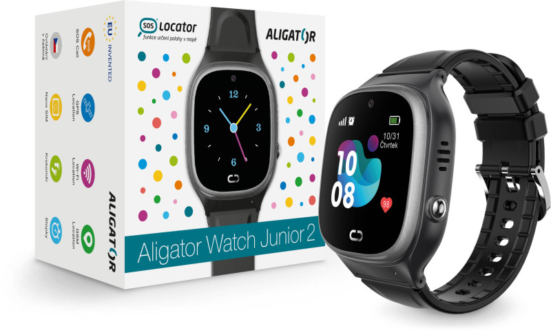 Chytré hodinky Aligator Watch Junior 2, černé