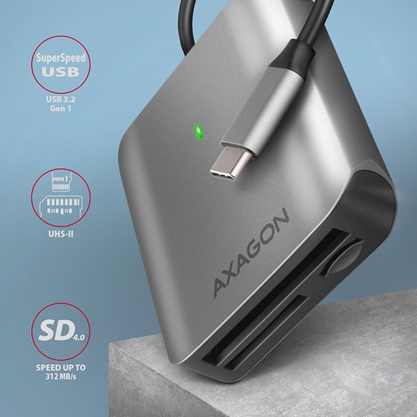 Čítačka AXAGON CRE-S3C SuperSpeed USB-C UHS-II