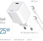 ColorWay 1x USB-C/ sieťová nabíjačka/ GaN/ PD/ PPS/ 25W, biela