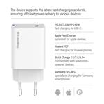 ColorWay 1x USB-C/ sieťová nabíjačka/ GaN/ PD/ PPS/ 45W/ biela