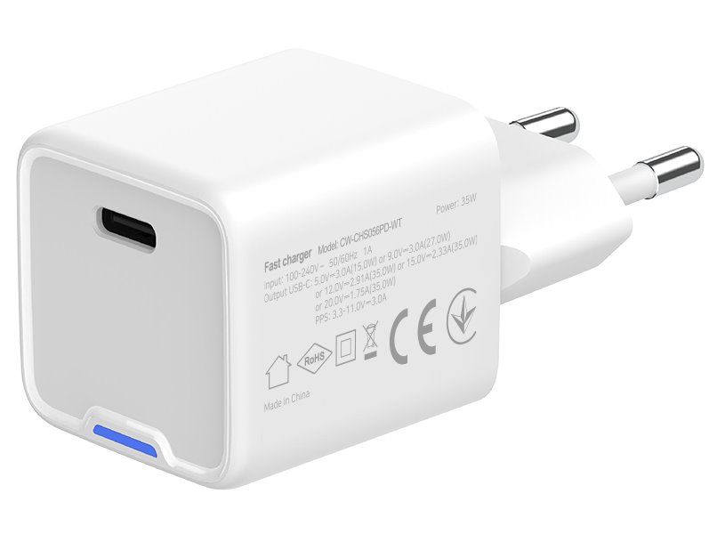 ColorWay 1x USB-C/ síťová nabíječka/ GaN/ PD/ PPS/ 35W, Bílá