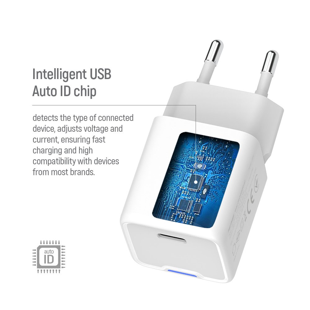 ColorWay 1x USB-C/ síťová nabíječka/ GaN/ PD/ PPS/ 35W, Bílá
