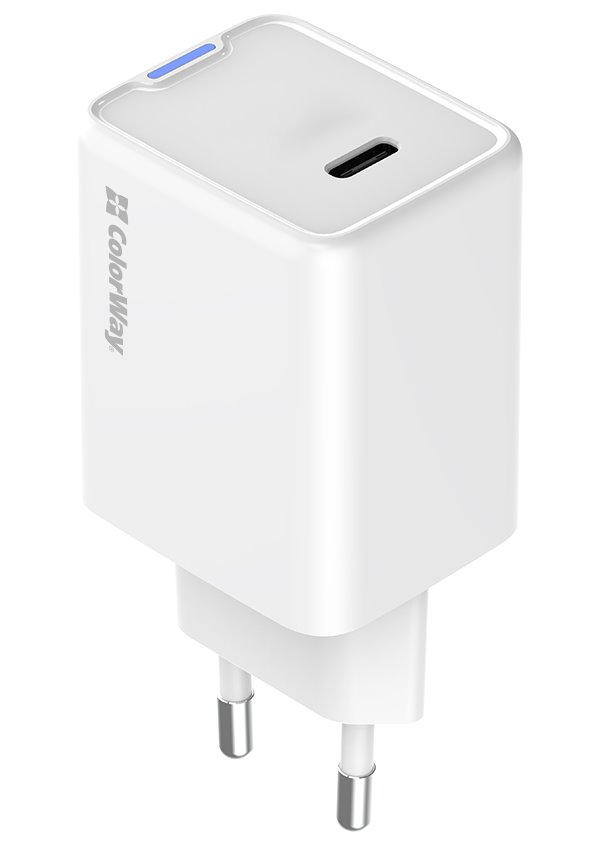 ColorWay 1x USB-C/ síťová nabíječka/ GaN/ PD/ PPS/ 45W/ Bílá