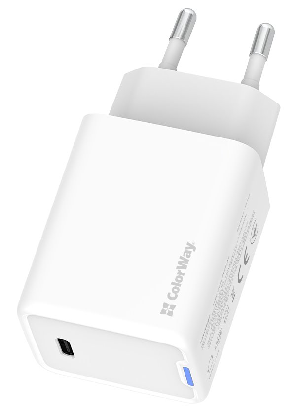 ColorWay 1x USB-C/ síťová nabíječka/ GaN/ PD/ PPS/ 45W/ Bílá