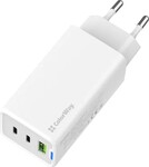 ColorWay 2x USB-C, 1x USB-A/ sieťová nabíjačka/ GaN/ PD/ PPS/ 65W, biela