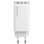 ColorWay 2x USB-C, 1x USB-A/ síťová nabíječka/ GaN/ PD/ PPS/ 65W, Bílá