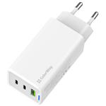 ColorWay 2x USB-C, 1x USB-A/ síťová nabíječka/ GaN/ PD/ PPS/ 65W, Bílá