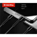 ColorWay 3v1 USB - Lightning, microUSB a USB-C 4.0A 1,2 m