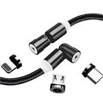 ColorWay 3v1 USB - Lightning, microUSB a USB-C kábel 1 m, magnetický otočný
