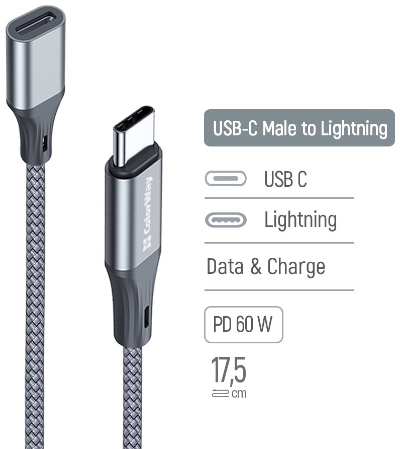 ColorWay Adaptér USB-C na Lighting/ 17.5cm