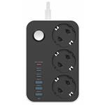 ColorWay CW-CHE36PDB/ 3x Schuko/ 3x USB-C 20 W/ 3x USB-A/ kábel 2 m