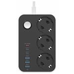 ColorWay CW-CHE36PDB/ 3x Schuko/ 3x USB-C 20W/ 3x USB-A/ kabel 2m