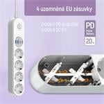ColorWay CW-CHE44PDW/ 4x Schuko/ 2x USB-C 20W/ 2x USB-A/ kabel 2m