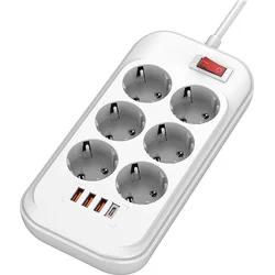 ColorWay CW-CHE64PDW, 6x zástrček, 3x USB-A, USB-C, 36W, kabel 2m