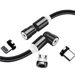ColorWay kabel 3v1 USB - Lightning, microUSB a USB-C 1m, magnetický rotační