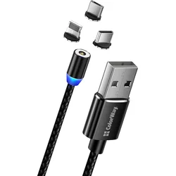 ColorWay kabel 3v1 USB - Lightning, microUSB a USB-C 1m, magnetický